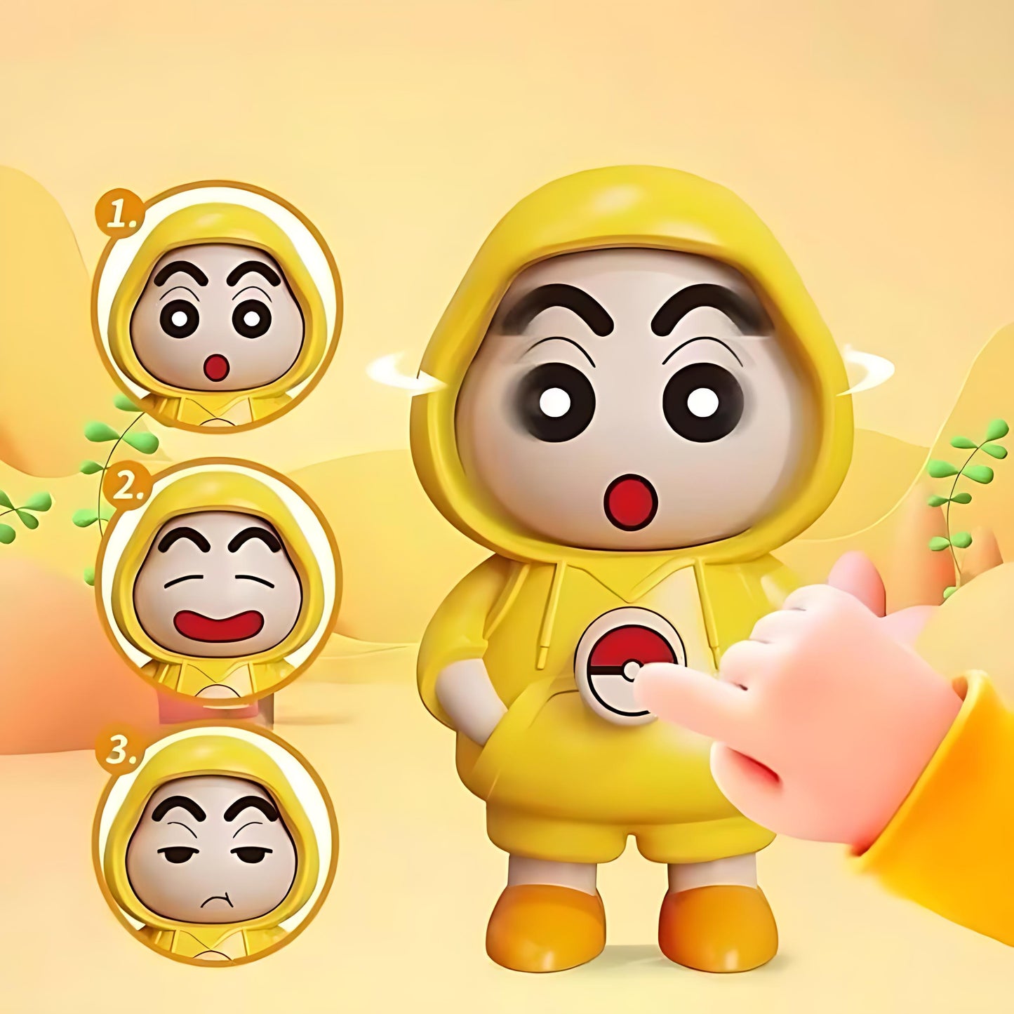 Shinchan face flipping keychain! - yellow