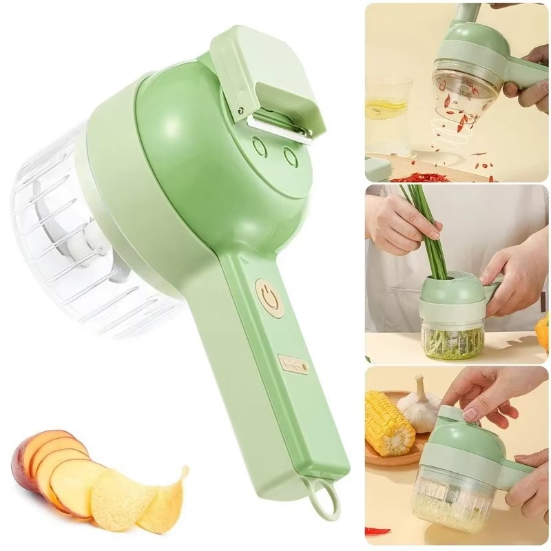 4-in-1 Electric Vegetable Cutter, Slicer, Grater, Chopper
