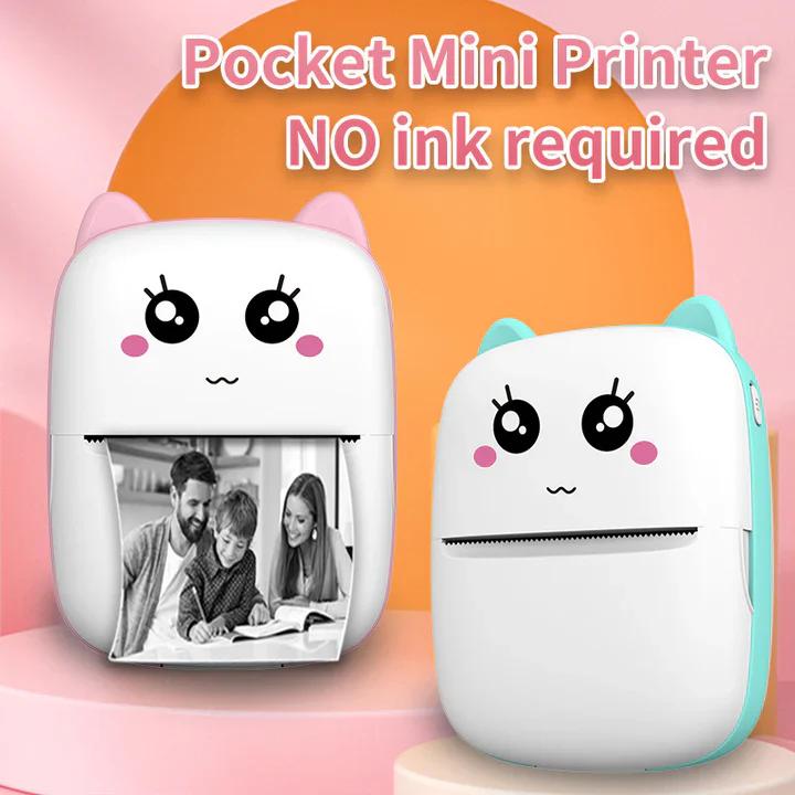 Mini Thermal Printer Inkless Rechargeable Printer For Notes/Label/List/Memo Print