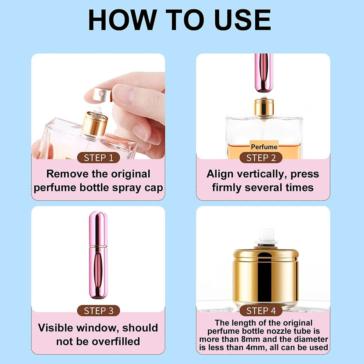 Bottom-fill perfume atomizer detail