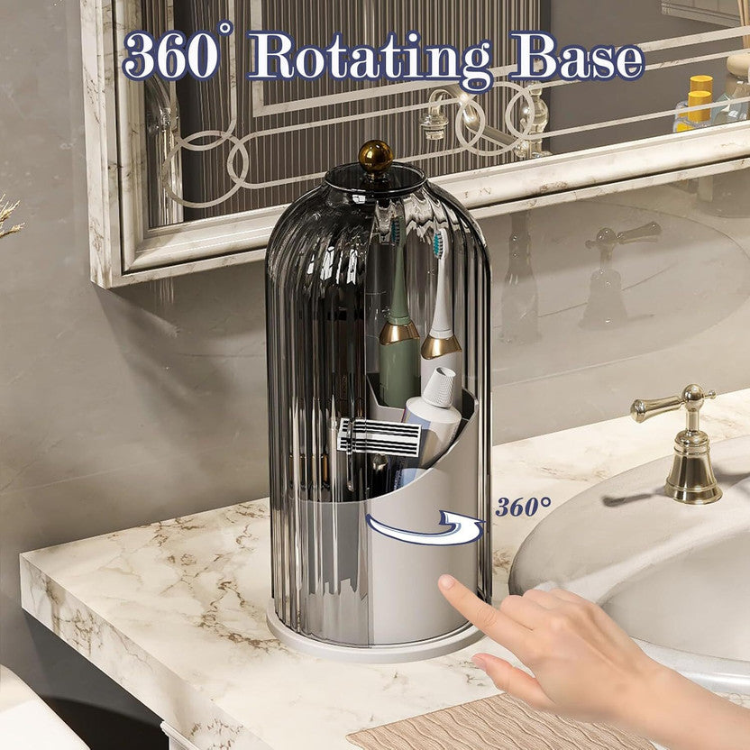 Rotating bathroom organiser side view