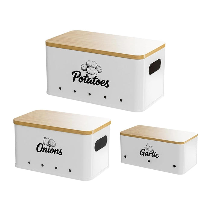 Ventilated Potato, Onion & Garlic Storage Canister Set - 3 Piece