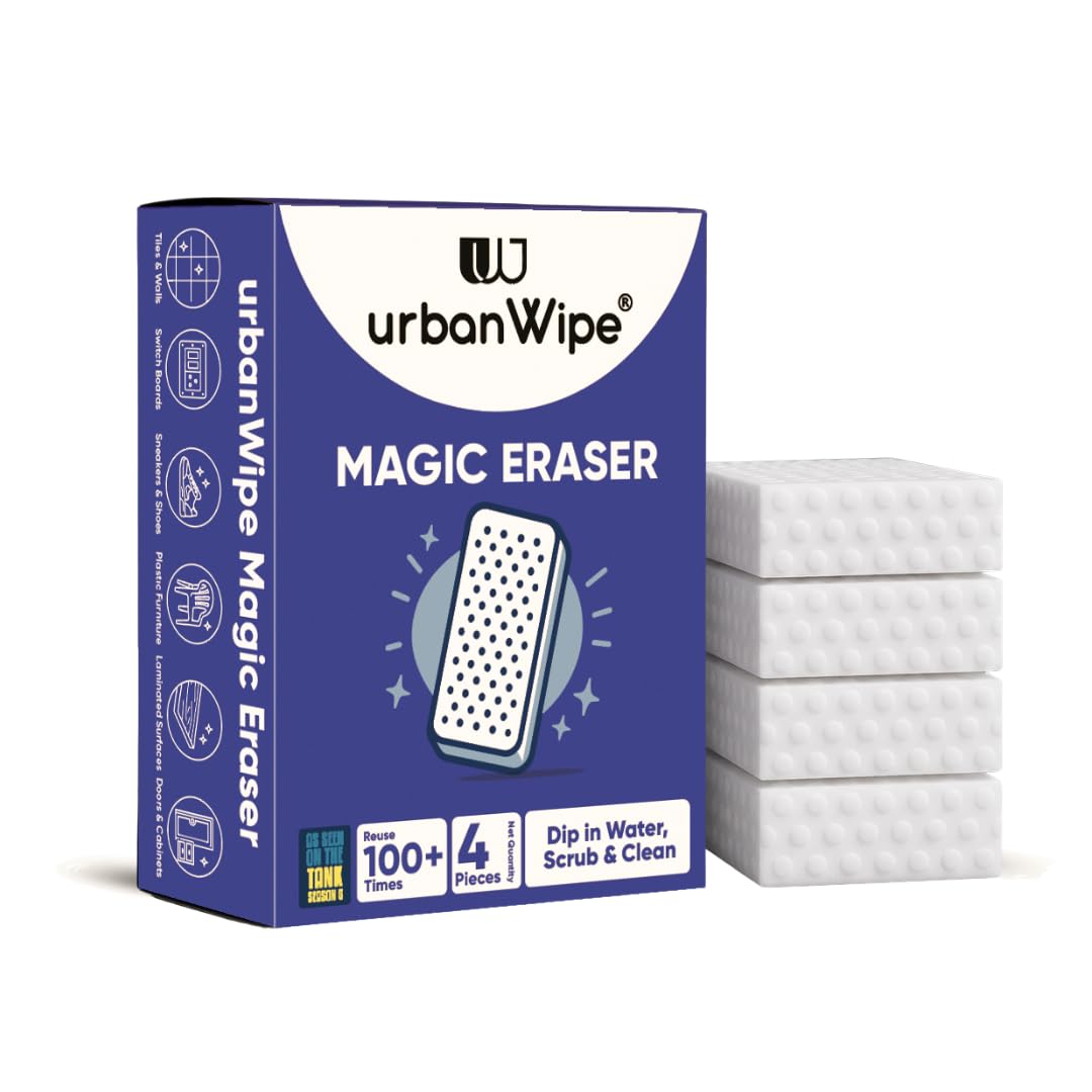 UrbanWipe pack of four white magic eraser cleaning sponges