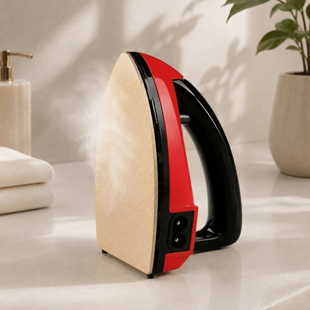 Palm-Size Dual-Voltage Mini Dry Iron - Red - product view 2