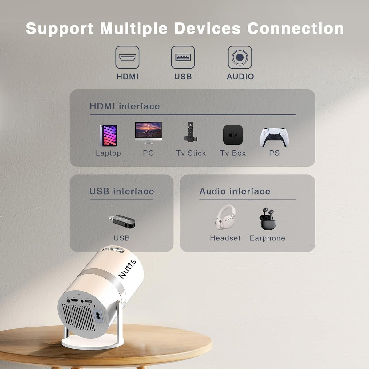 HY300 Rotating Smart Mini Projector - Android 11 - product view 3