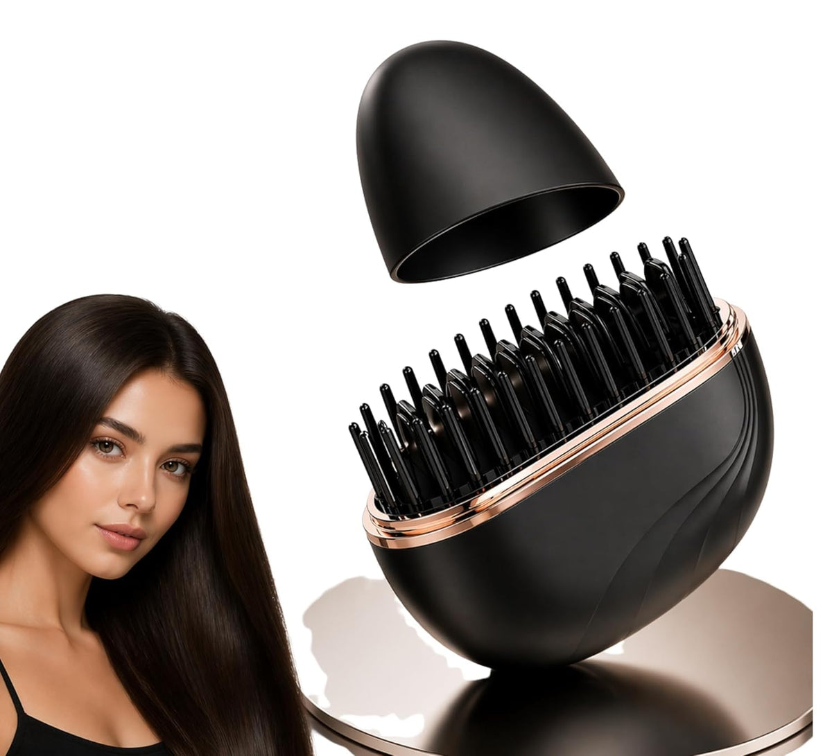 Black capsule cordless hair straightening brush with protective cover