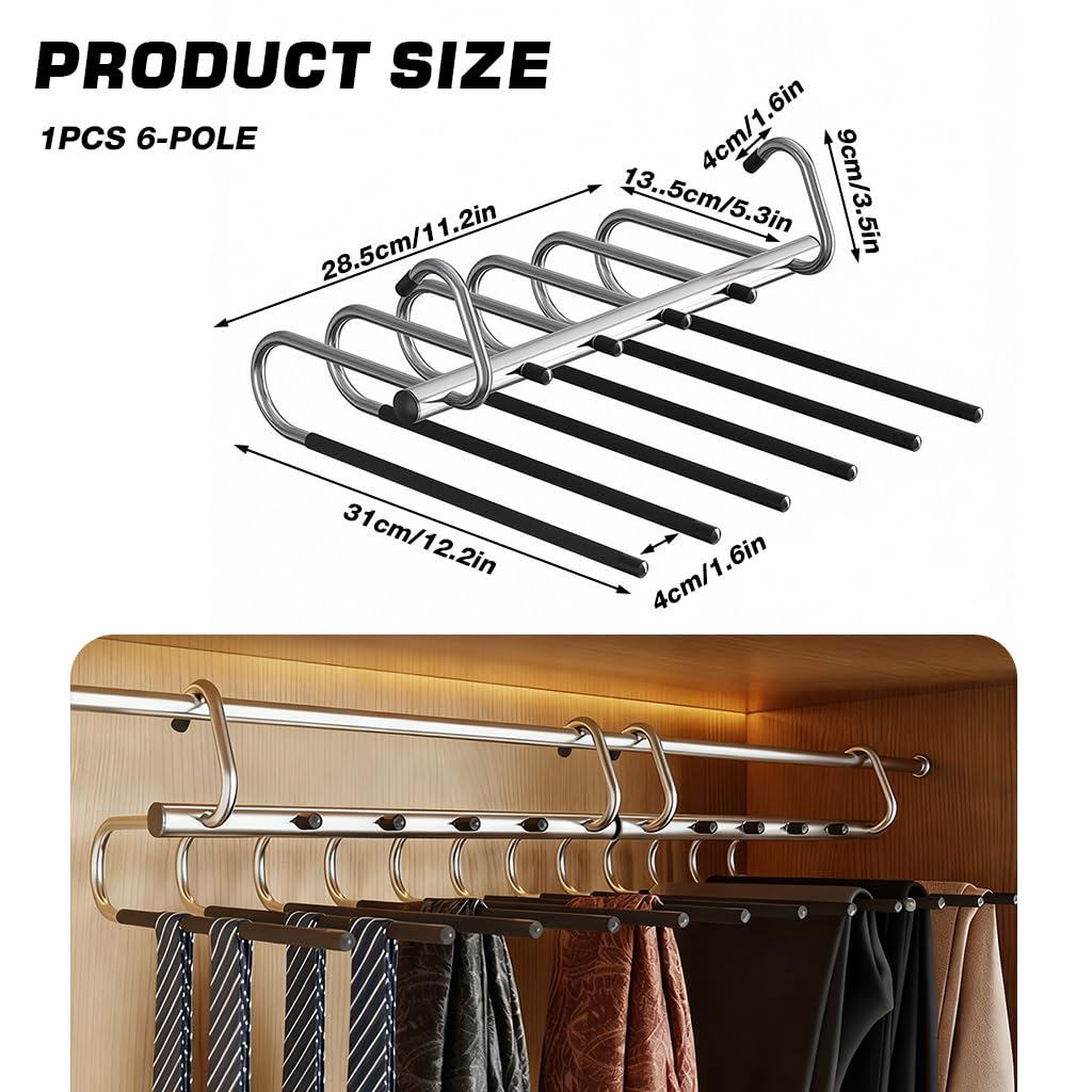 6-Bar Swing-Arm Multipurpose Trouser Hanger - product view 2