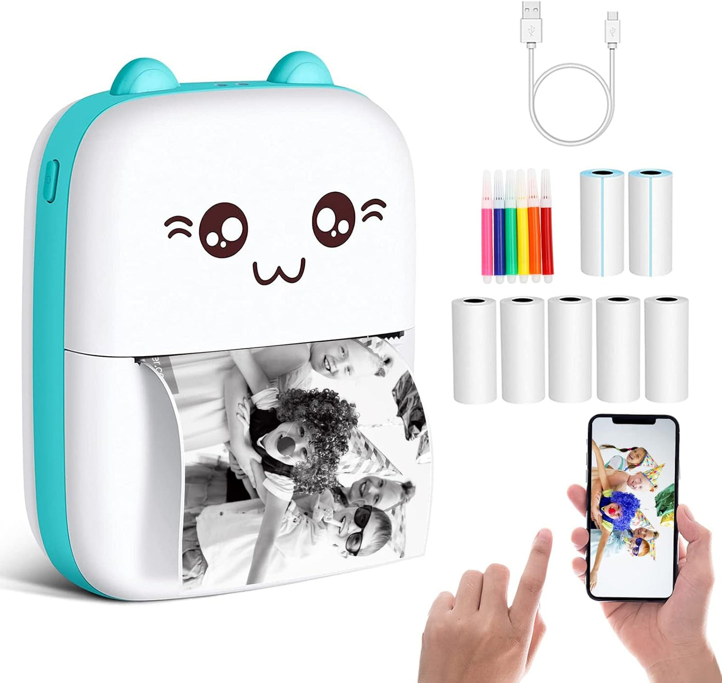 Mini Thermal Printer Inkless Rechargeable Printer For Notes/Label/List/Memo Print