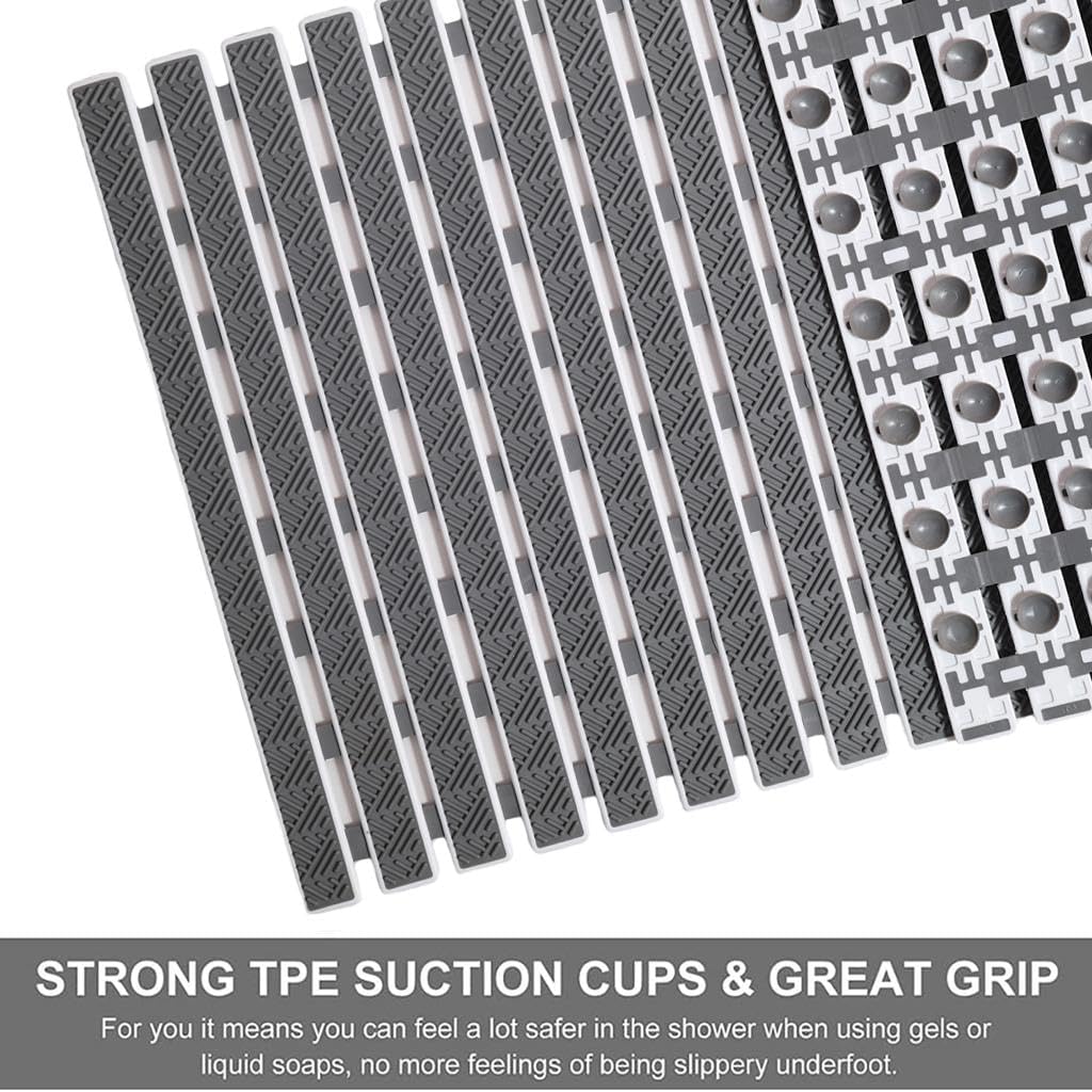 Grey PVC Anti-Slip Bath Mat with Suction Cups - product view 2