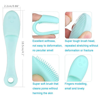 Face Scrubber Cleanser Brush Removing Blackheads and Massaging Soft Silicone Manual Facial Cleansing Brushes Pack of 2