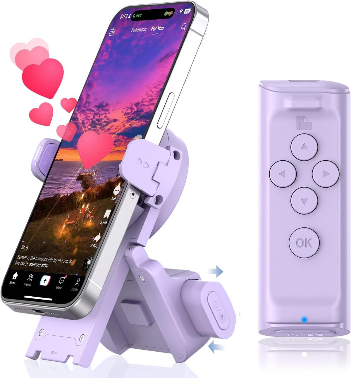 Purple TK-Pro Bluetooth remote phone stand