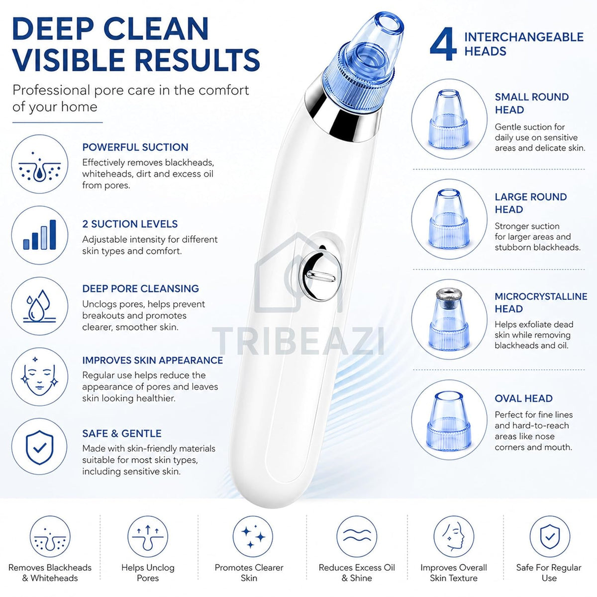 4-in-1 Electric Blackhead Vacuum Cleaner - White - product view 3