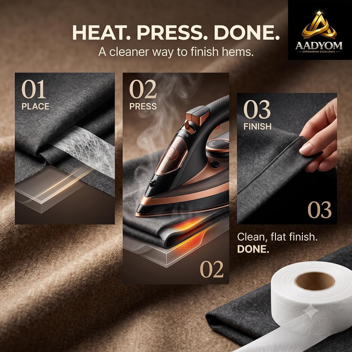Washable Iron-On No-Sew Hemming Tape Roll - product view 3