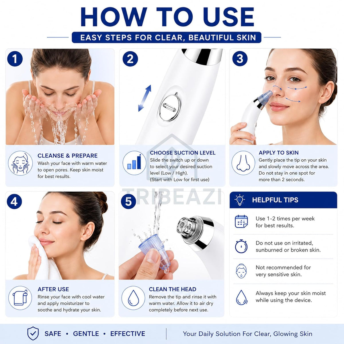 4-in-1 Electric Blackhead Vacuum Cleaner - White - product view 4
