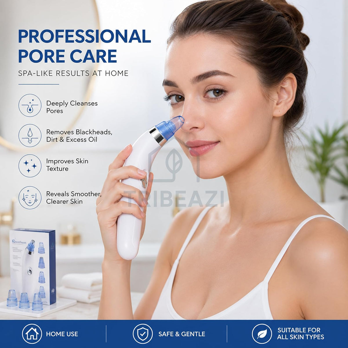 4-in-1 Electric Blackhead Vacuum Cleaner - White - product view 2
