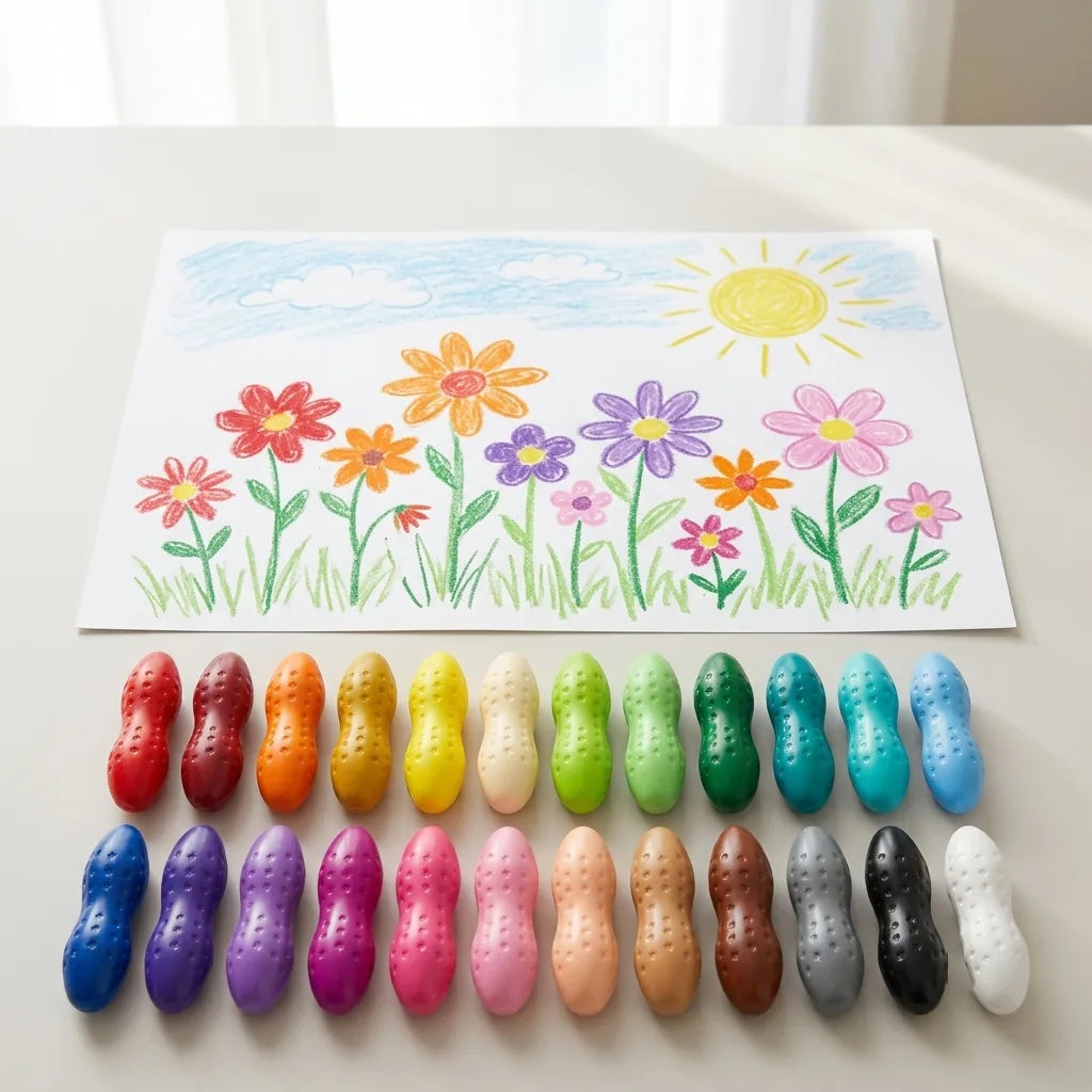 Chunky pinch-grip crayon detail