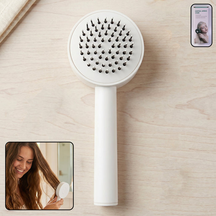 Self-Cleaning Retractable-Bristle Hair Brush