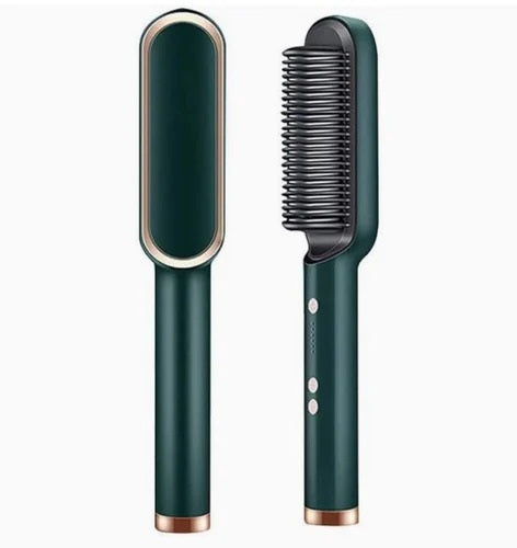 Green and gold electric hair straightening comb