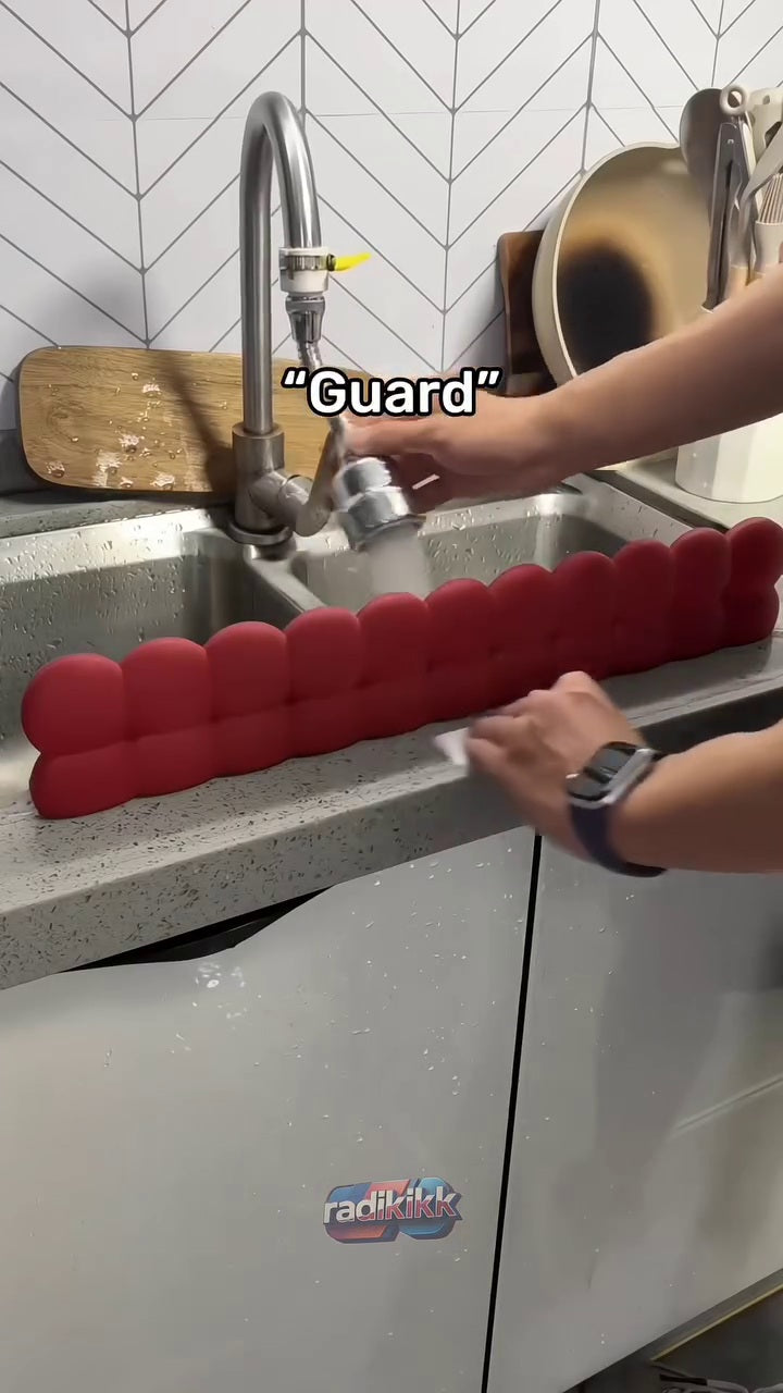Red sink splash guard suction-cup underside