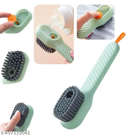Refillable Soap-Dispensing Cleaning Brush - Green
