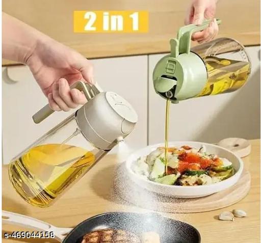 Two-in-one glass oil sprayer and pour dispenser