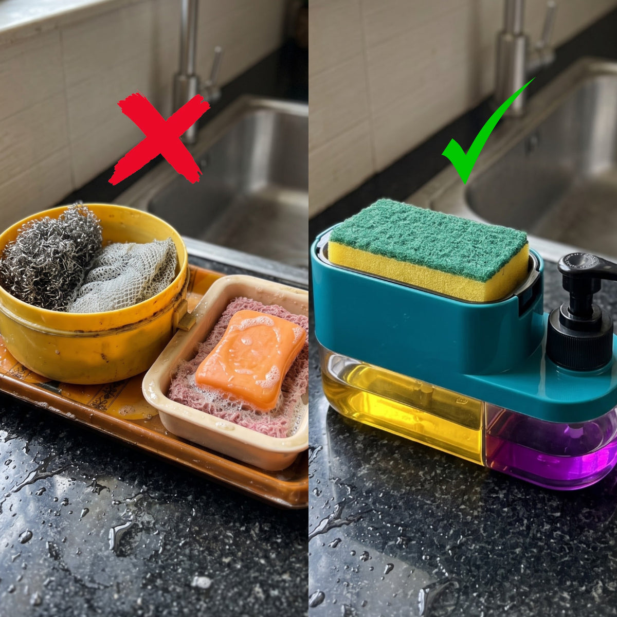 Sink caddy pump and tray view