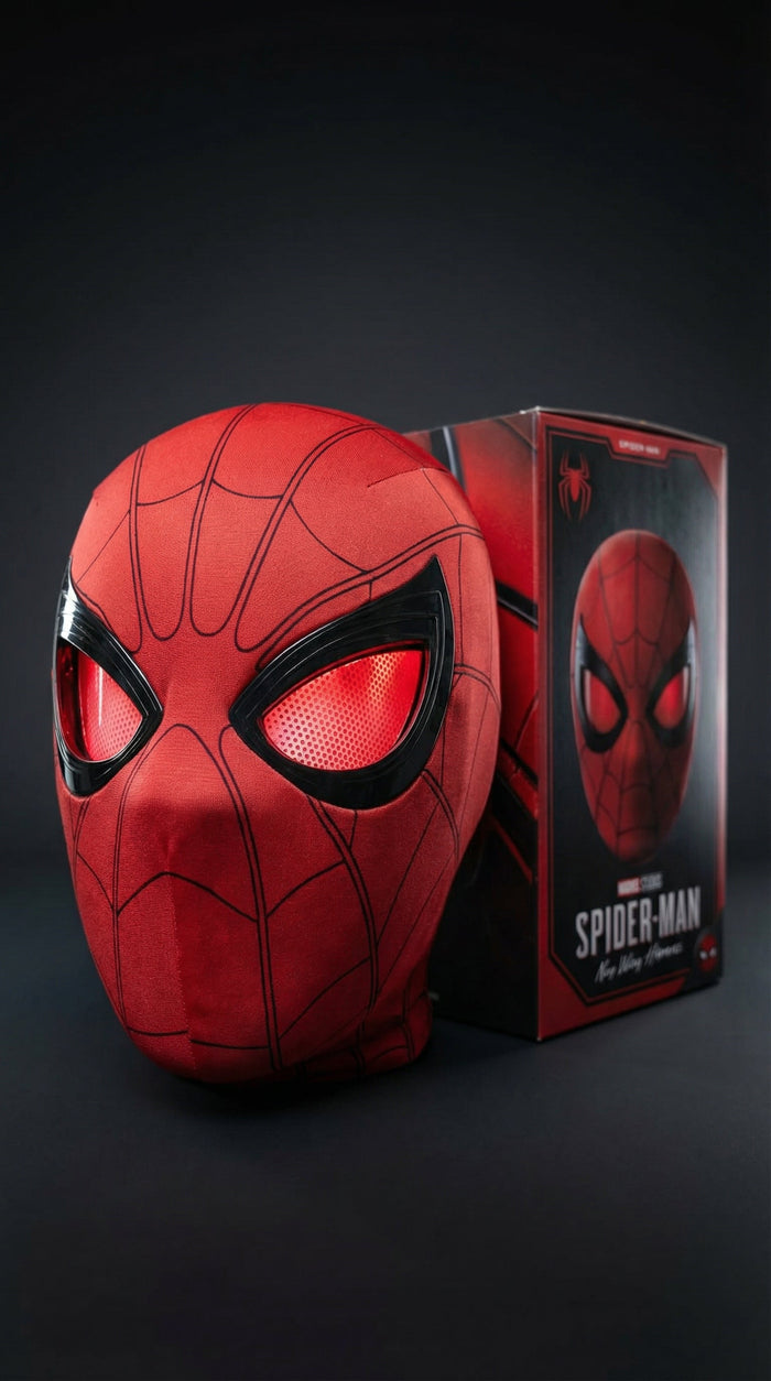 Spider-Inspired Electronic LED Cosplay Mask - Red